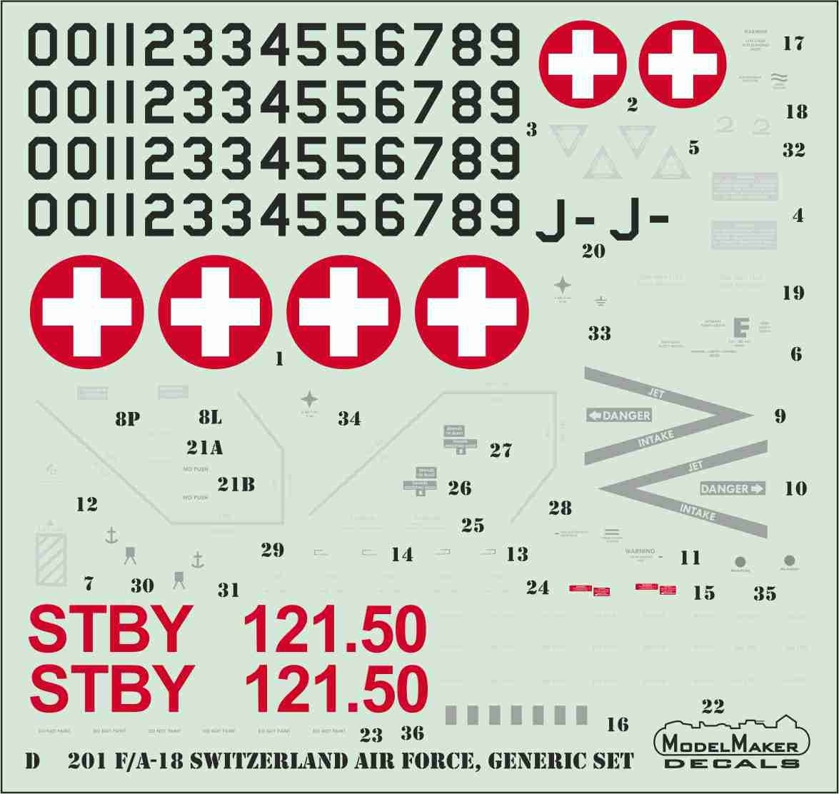 ModelMaker Decals MD48207 F/A-18 Switzerland Panthers special scheme - masks set 1/48 – immagine 2