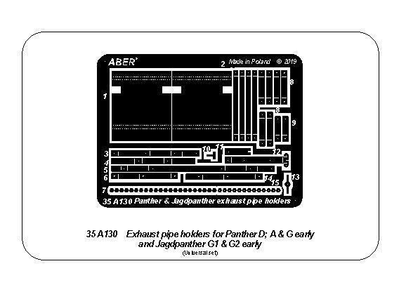 Supports d&amp;#39;échappement Aber 35A130 pour Panther D, A et G (première génération), Jagdpanther G1 et G2 (première génération)