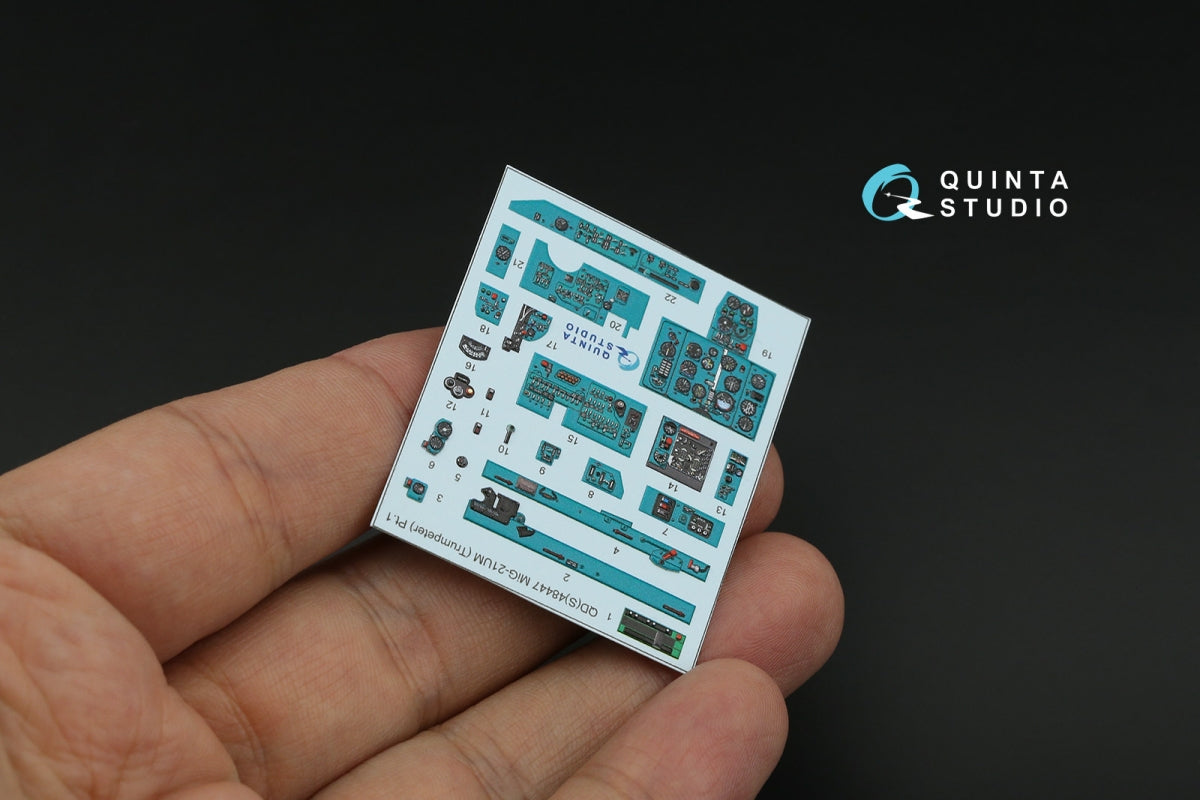 Quinta Studio QDS-48447 MiG-21UM 3D-Printed coloured Interior on decal paper (Trumpeter) (Small version) 1/48 – immagine 6