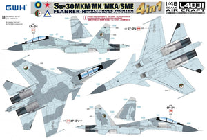 Great Wall Hobby L4831 Su-30 MKM / MK / MKA / SME &amp;#39;Flanker H&amp;#39; Multirole Fighter 4 In 1 1/48 – immagine 6