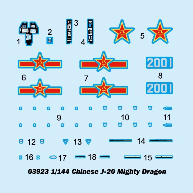 Trumpeter 03923 Chinese J-20 Mighty Dragon 1/144 – imagen 6