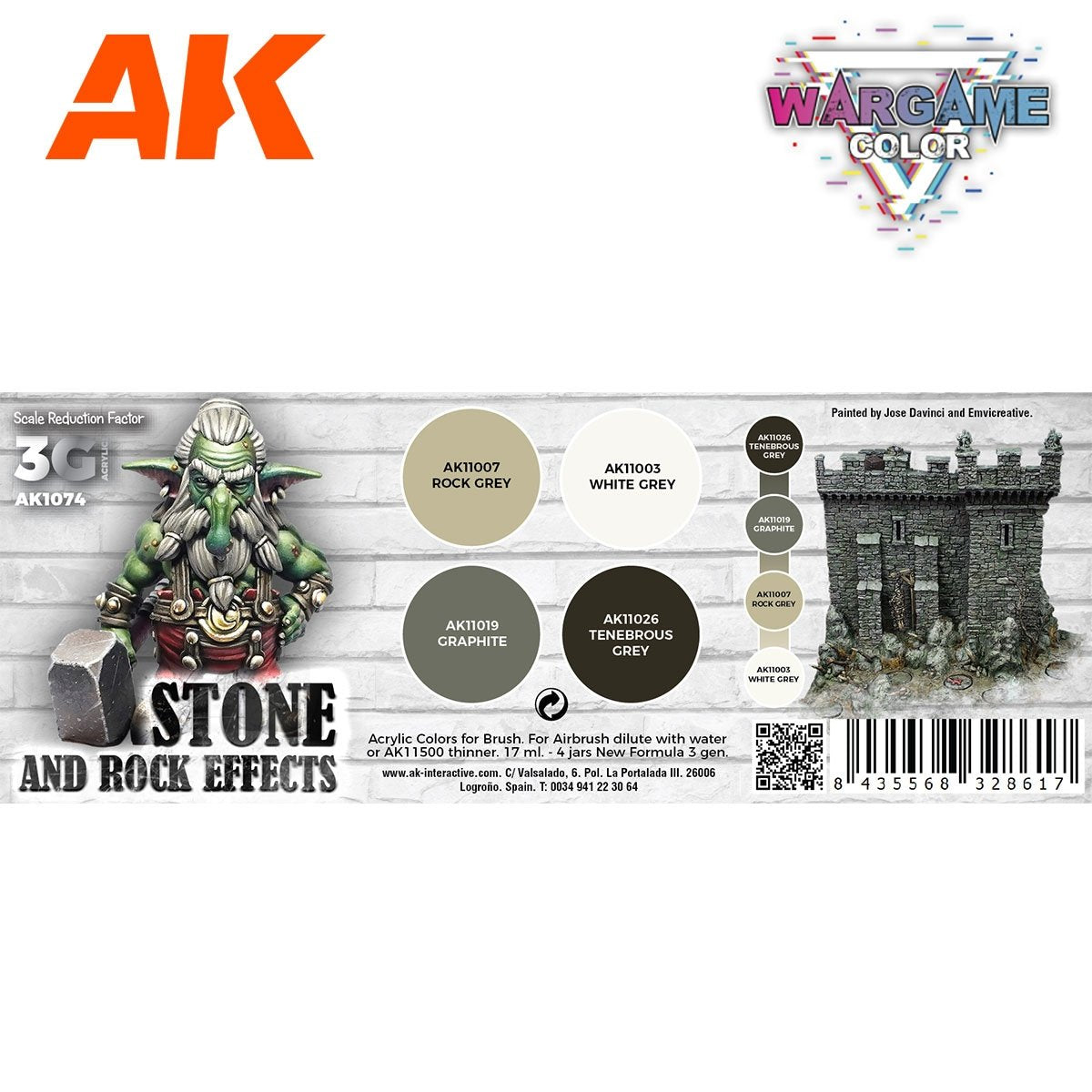 AK Interactive AK1074 WARGAME COLOR SET. STONE AND ROCK EFFECTS. 4x17 ml – zdjęcie 2