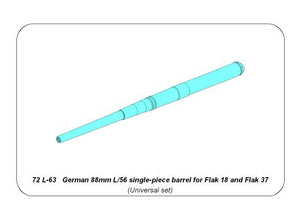 Aber 72L-63 Jednoczęściowa lufa 88mm L/56 1/72 – immagine 3