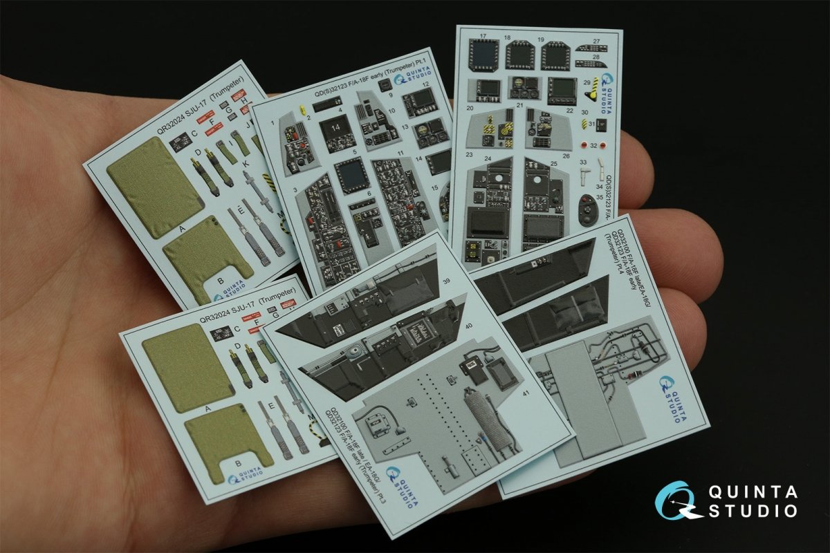 Quinta Studio QD32123 F/A-18F early 3D-Printed &amp;amp; coloured Interior on decal paper (Trumpeter) 1/32 – immagine 2