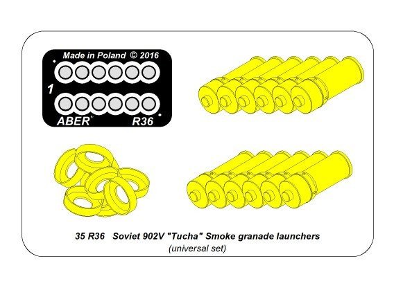 Aber R-36 Miotacze granatów dymnych 902V &amp;quot;Tucha&amp;quot; / Smoke Discharges for Russian Tanks 1/35 – immagine 13