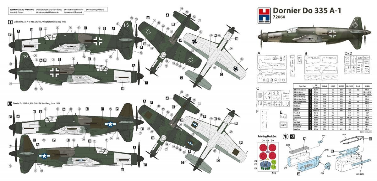 Hobby 2000 72060 Dornier Do 335 A-1 Pfeil ( DRAGON+ CARTOGRAF + MASKI ) 1/72 – immagine 2