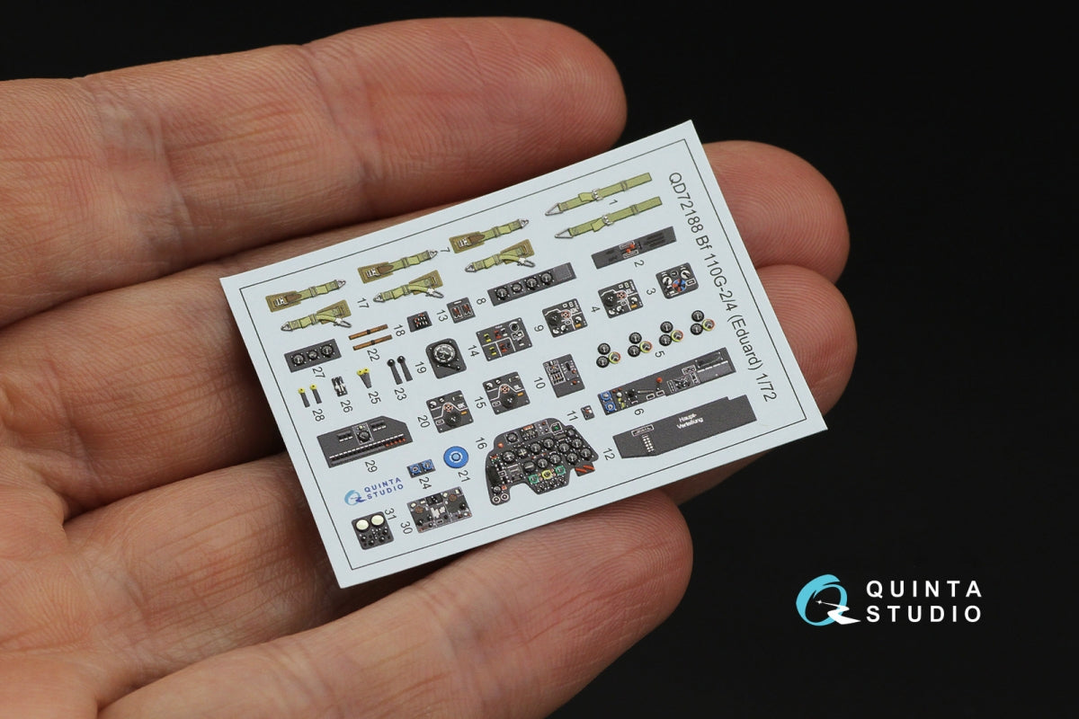 Quinta Studio QD72188 Bf 110G2/4 3D-Printed &amp;amp; coloured Interior on decal paper (Eduard) 1/72 – immagine 3