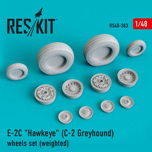 RESKIT RS48-0383 E-2C &amp;quot;HAWKEYE&amp;quot; (C-2 GREYHOUND) WHEELS SET (WEIGHTED) 1/48