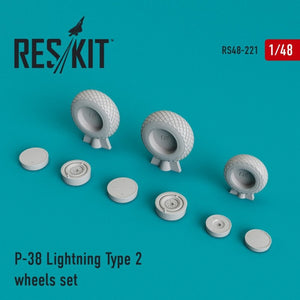 RESKIT RS48-0221 Jeu de roues P-38 Lightning Type 2 1/48