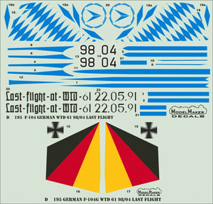 ModelMaker Decals D48195 German F-104 WTD 61 98/04 Last Flight 1/48 – Bild 2