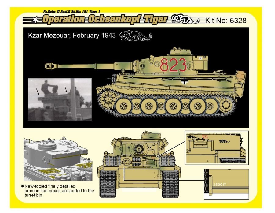 Dragon 6328 WWII German Pz.Kpfw.VI Tiger I Early Production 501 abt Operation Ochsenkopf 1/35 – image 8