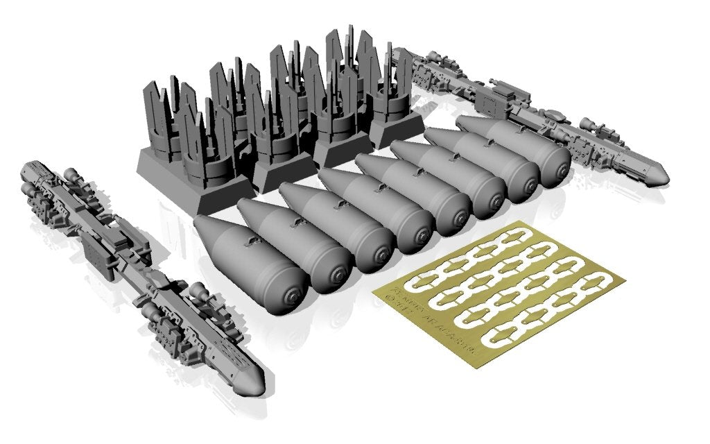 Armory Models ACA4810c MZBD-4UT w/ 4x OFAB-100-120 Soviet high-explosive bombs, resin ordnance set w/ PE parts 1/48