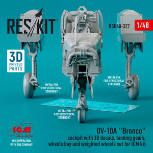 RESKIT RSU48-0327 OV-10A &amp;quot;BRONCO&amp;quot; COCKPIT WITH 3D DECALS, LANDING GEARS, WHEELS BAY AND WEIGHTED WHEELS SET FOR ICM KIT (3D PRINTED) 1/48 – imagen 2