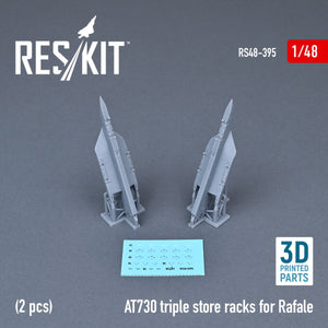 RESKIT RS48-0395 AT730 TRIPLE STORE RACKS FOR RAFALE (2 PCS) (3D PRINTED) 1/48 – immagine 2