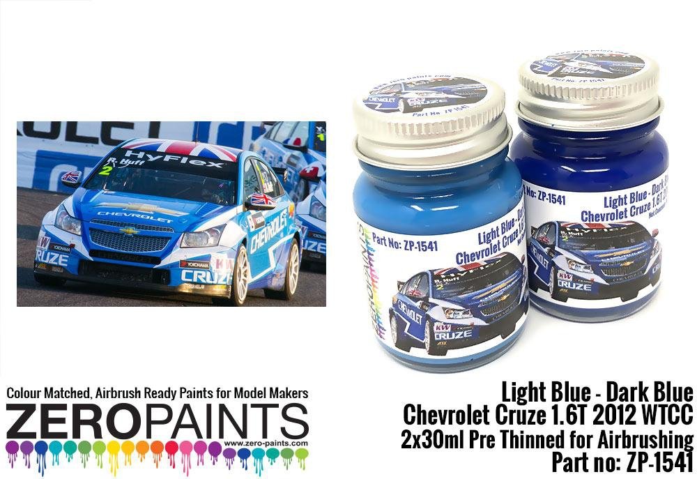 Peinture Zero Paints ZP-1541 Bleu clair / Bleu foncé pour Chevrolet Cruze 1.6T 2012 WTCC 2 x 30 ml