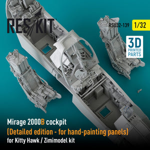 RESKIT RSU32-0139 COCKPIT MIRAGE 2000B (ÉDITION DÉTAILLÉE) POUR MAQUETTE KITTY HAWK / ZIMIMODEL (IMPRIMÉE EN 3D) 1/32 – image 2