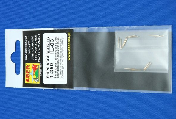 Aber 350L-03 Set of 12 pcs 127mm type 89 A/A short barrels for Japan ships 1/350 – immagine 4