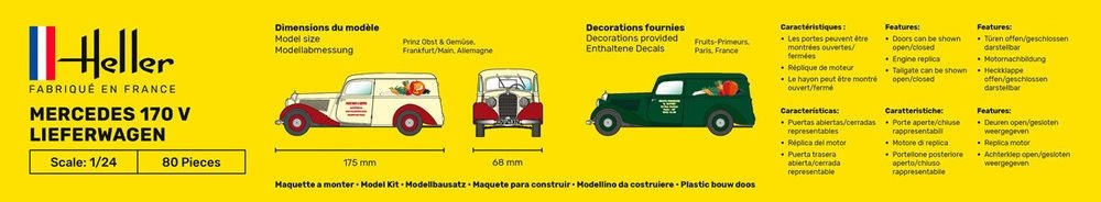 Heller 56736 Mercedes 170 V Lieferwagen - Starter Kit 1/24 – immagine 4