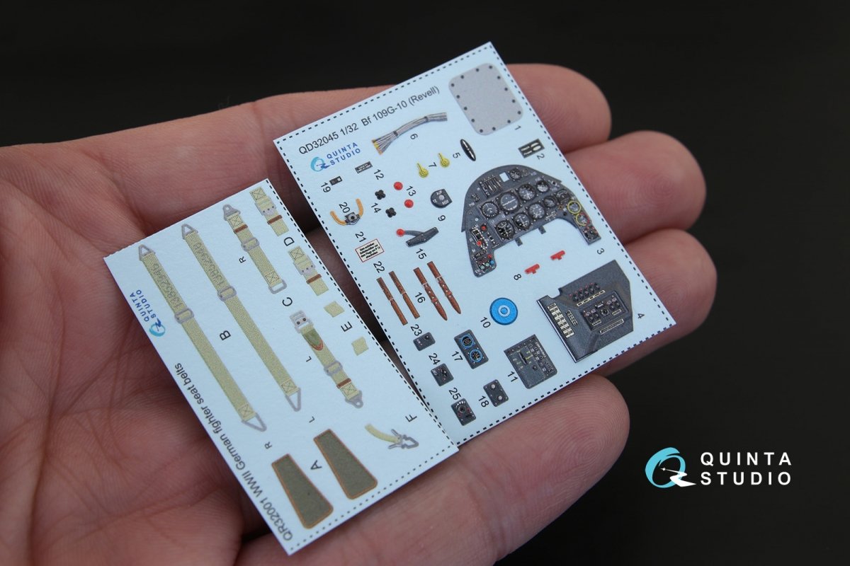 Intérieur imprimé en 3D et coloré sur papier décalcomanie Quinta Studio QD32045 Bf 109G-10 (pour maquette Revell) 1/32 – image 3