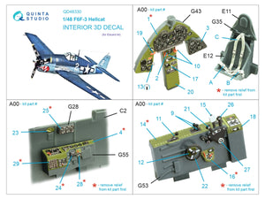 Quinta Studio QD48330 F6F-3 Hellcat 3D-Printed &amp;amp; coloured Interior on decal paper (Eduard) 1/48 – Bild 2