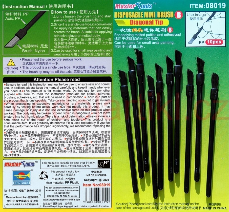 Trumpeter 08019 Disposable Mini Diagonal Brush (10 pcs) – Bild 2