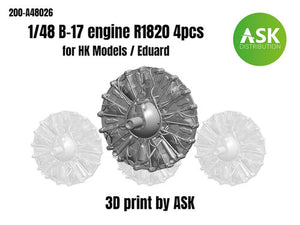 Art Scale Kit A48026 Wright R-1820 Engine Set, 4 pcs for B-17 for Hong Kong Model 1/48