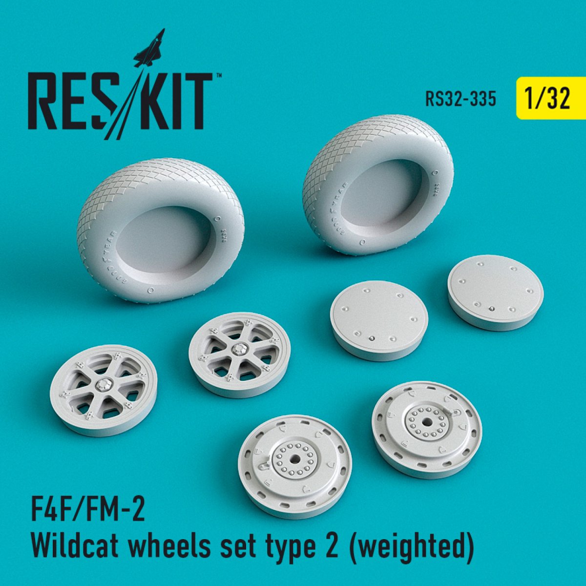 RESKIT RS32-0335 F4F/FM-2 "WILDCAT" WHEELS SET TYPE 2 (WEIGHTED) 1/32
