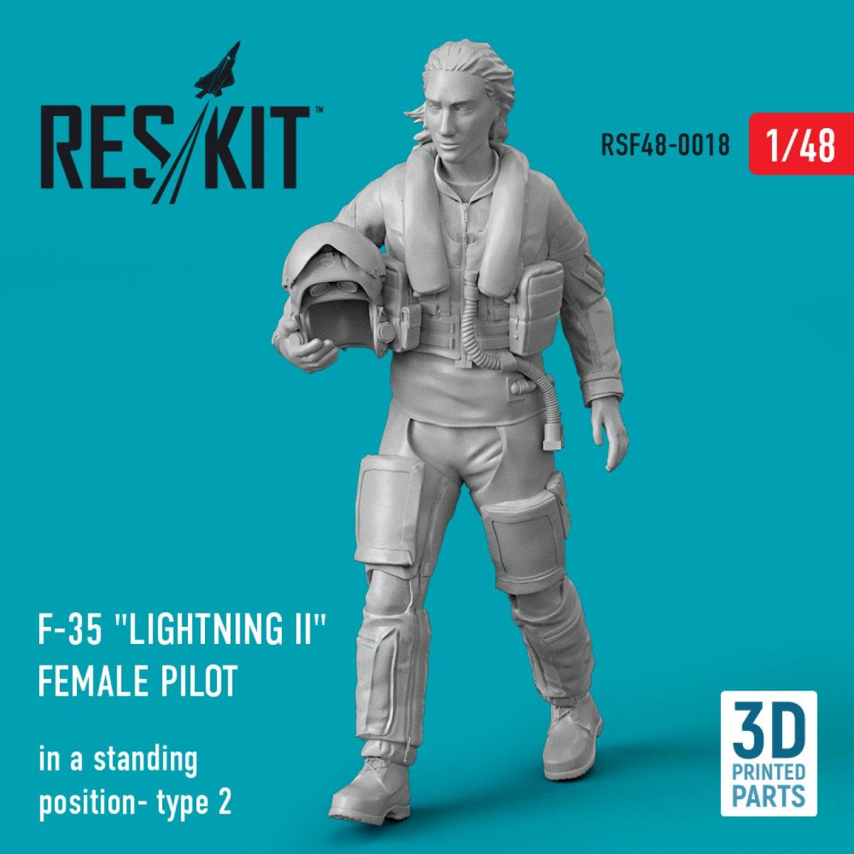 RESKIT RSF48-0018 F-35 « LIGHTNING II » PILOTE FÉMININE (EN POSITION DEBOUT - TYPE 2) (IMPRIMÉE EN 3D) 1/48