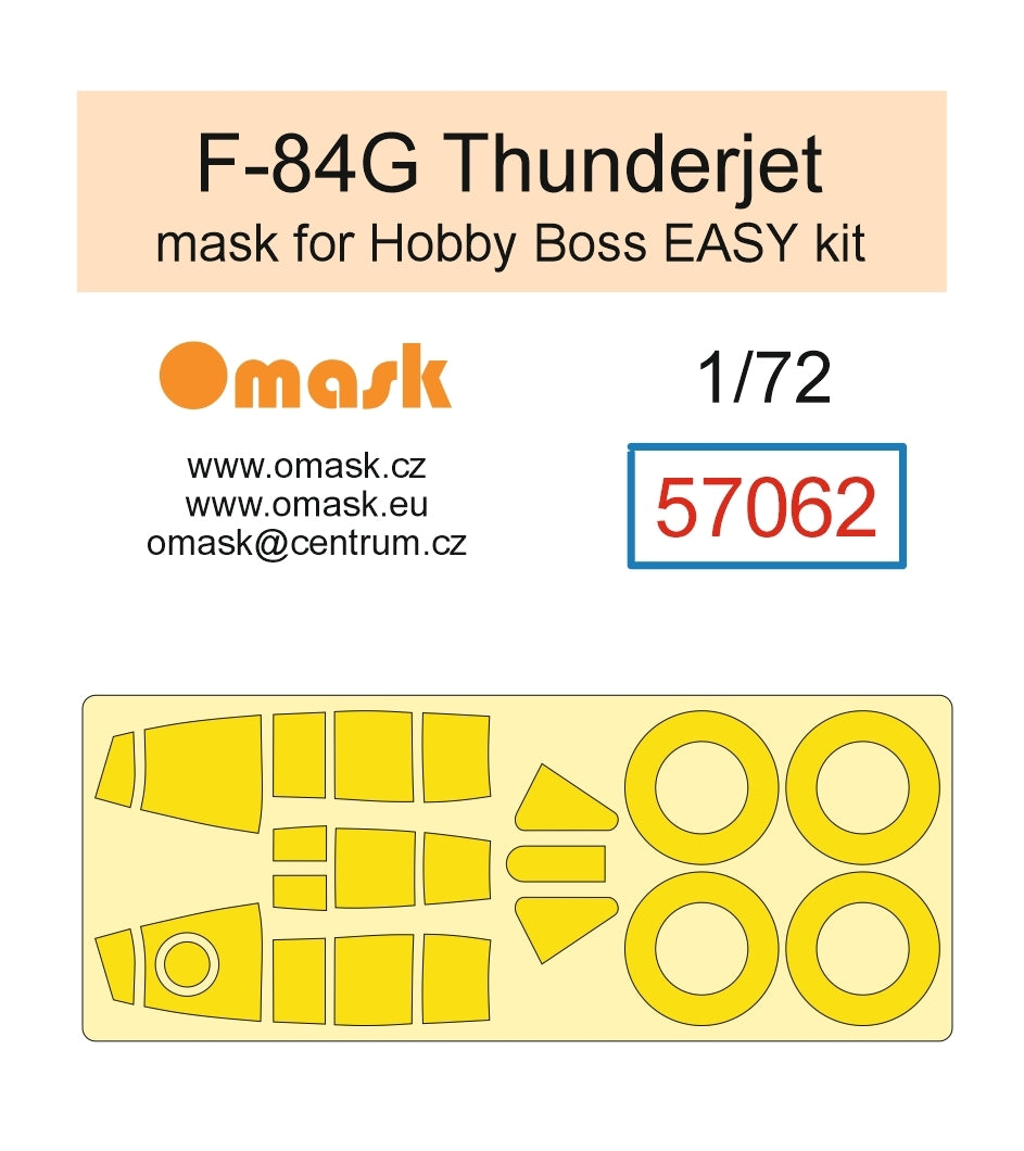 Omask 57062 F-84G Thunderjet Mask (for Hobby Boss Easy kit) yellow masking tape 1/72