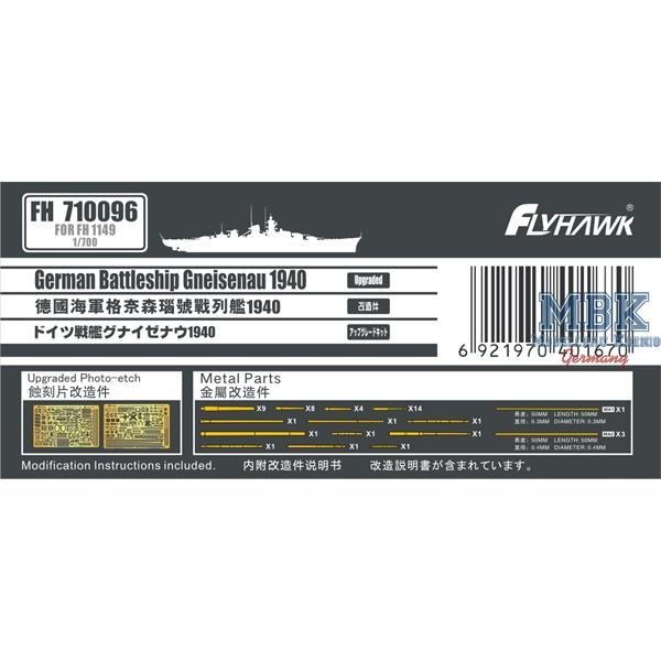 FlyHawk modèle FH710096 Gneisenau 1940 feuilles PE (Flyhawk FH1149) 1/700