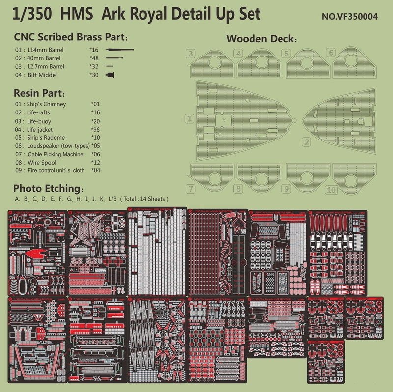 Very Fire VF350004 HMS Ark Royal Detail Up Set Trumpeter 65307 1/350 – imagen 2