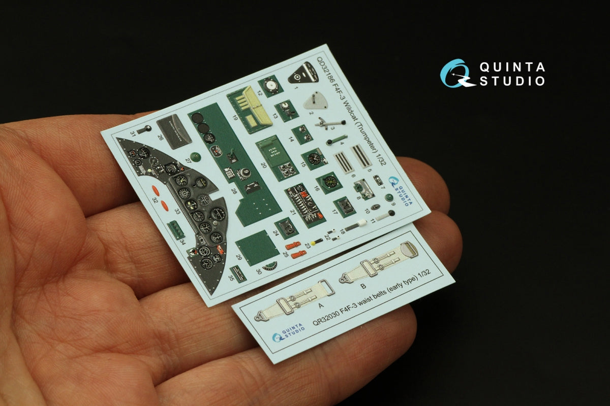 Quinta Studio QD32186 F4F-3 Wildcat 3D-Printed coloured Interior on decal paper (Trumpeter) 1/32 – immagine 5