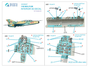 Quinta Studio QD48447 MiG-21UM 3D-Printed coloured Interior on decal paper (Trumpeter) 1/48 – imagen 8