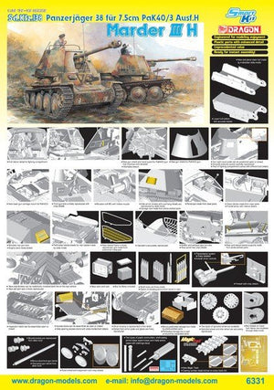 Dragon 6331 Sd.kfz 138 Panzerjager 38 fur 7.5cm Pak 40/3 Ausf H Marder III H 1/35 – image 2