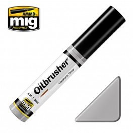 AMMO of Mig Jimenez 3509 Oilbrusher MEDIUM GREY - farba olejna z pędzelkiem
