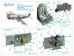 Quinta Studio QD72153 P-47D Thunderbolt Bubbletop 3D-Printed coloured Interior on decal paper (Tamiya) 1/72 – imagen 2