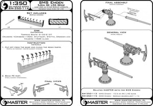 Master SM-350-114 SMS Emden - 5,2 cm SK L/55 guns 1/350 – immagine 7