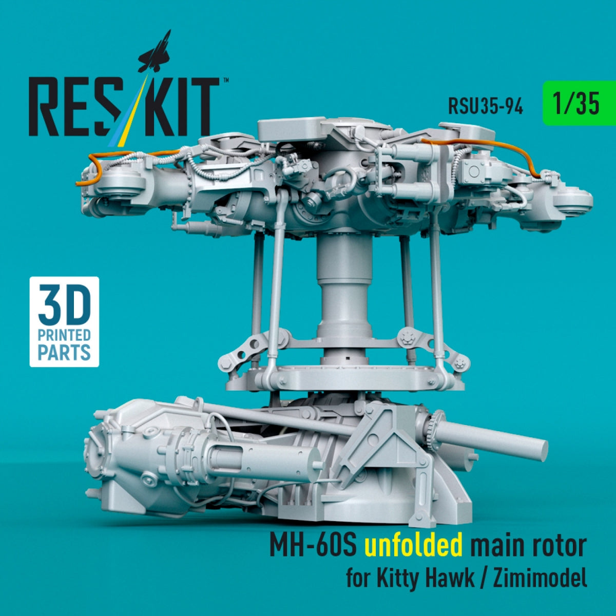 RESKIT RSU35-0094 MH-60S unfolded main rotor for Kitty Hawk / Zimimodel (3D Printed) 1/35
