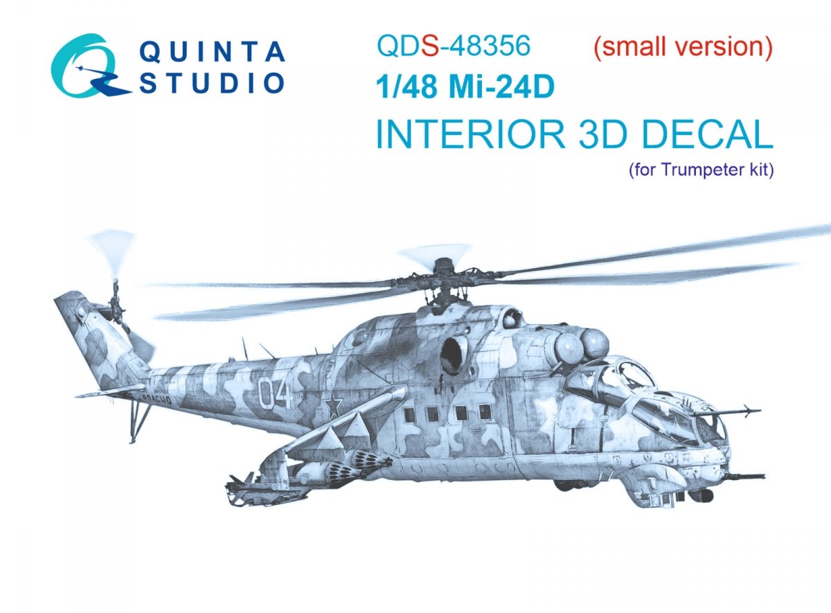 Quinta Studio QDS-48356 Mi-24D 3D-Printed & coloured Interior on decal paper (Trumpeter) (Small version) 1/48