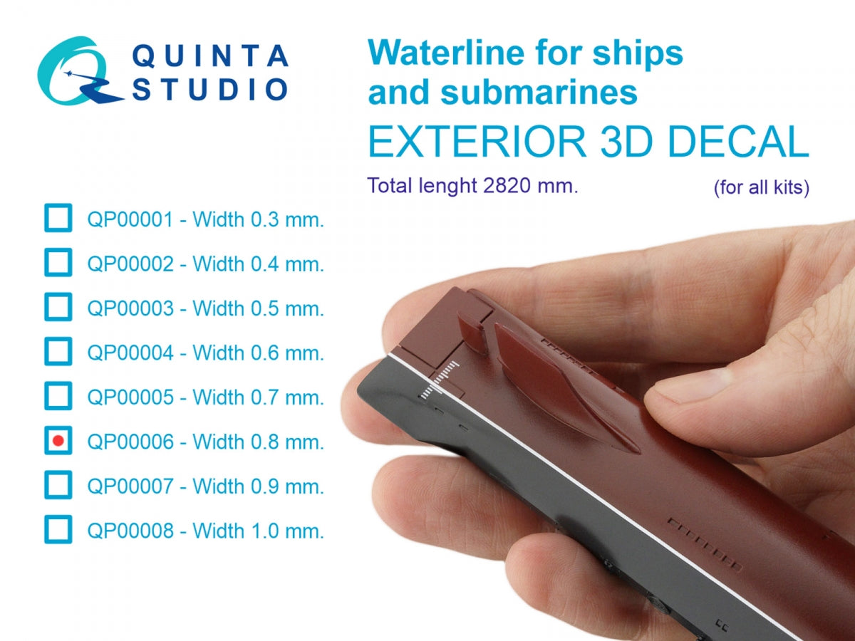 Quinta Studio QP00006 Waterline for ships and submarines. Width 0.8 mm, length 2820 mm. (for all kits)