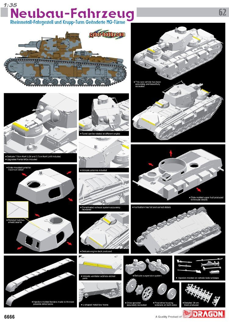 Cyber Hobby 6666 Neubau-Fahrzeug Rheinmetall-Fahrgestell und Krupp 1/35