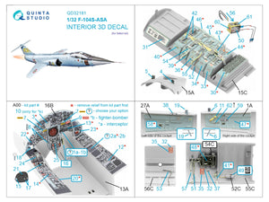 Quinta Studio QD32181 F-104S-ASA 3D-Printed coloured Interior on decal paper (Italeri) 1/32 – zdjęcie 7