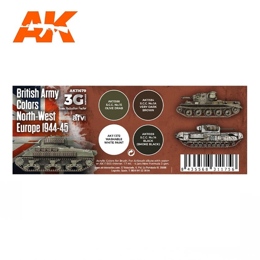 AK Interactive AK11679 3G BRITISH ARMY COLORS NORTH-WEST EUROPE 1944-1945 4x17 ml – immagine 2