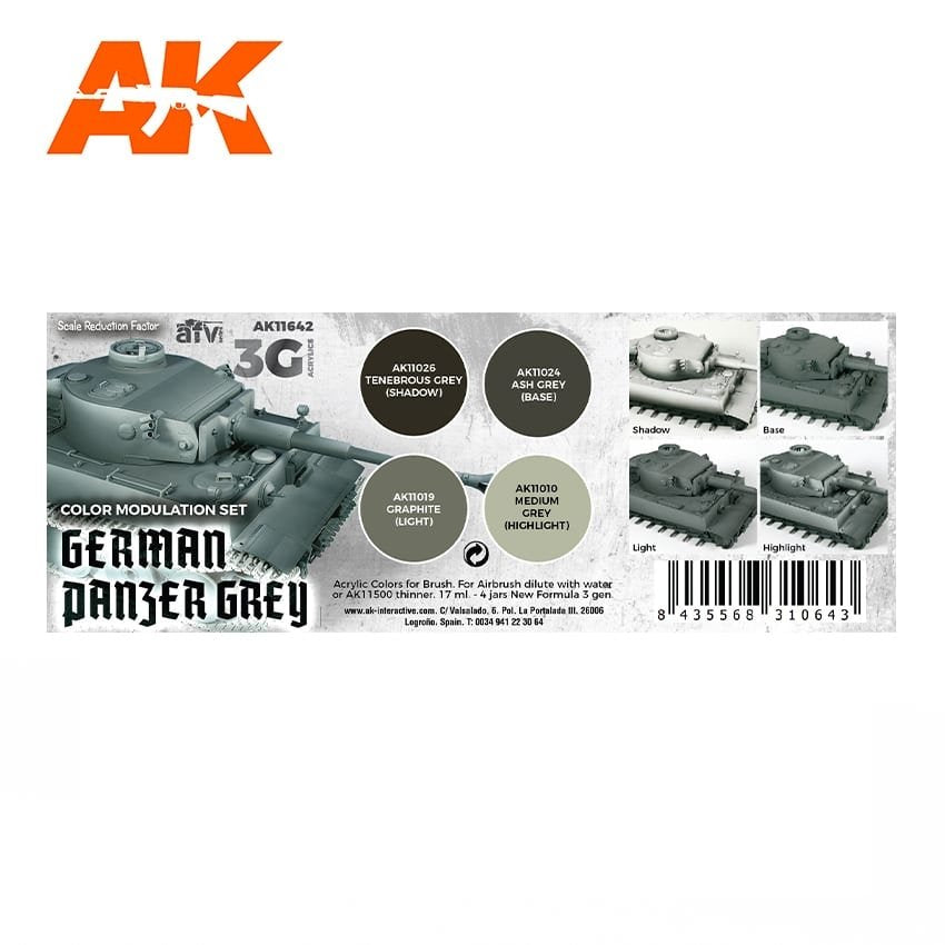 AK Interactive AK11642 GERMAN PANZER GRAY MODULATION SET 4x17 ml – image 2
