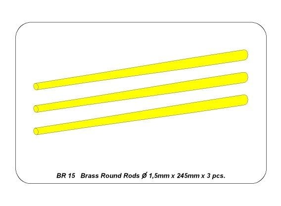 Aber BR15 Pręty mosiężne Ø 1,5mm długość 245mm x 3 szt. / Brass round rods Ø 1,5mm length 245mm x 3 pcs. – zdjęcie 4