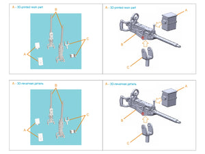 Quinta Studio QT72050 Browning .30 M2 AN (flexible) Machine Gun, 2 pcs (for all kits) 1/72