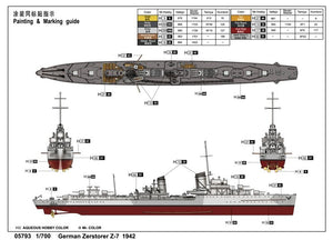Trumpeter 05793 German Zerstorser Z-7 1942 1/700 – immagine 2