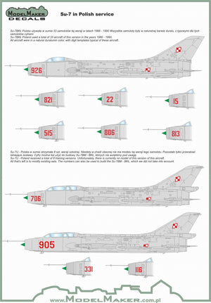 ModelMaker Decals D48009A Su-7 in Polish service 1/48 – Bild 3
