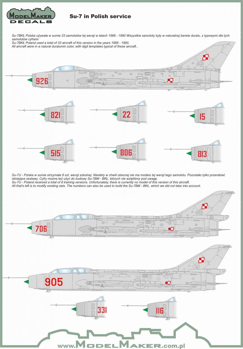 ModelMaker Decals D48009A Su-7 in Polish service 1/48 – Bild 3