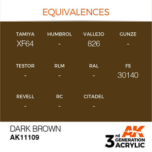 AK Interactive AK11109 DARK BROWN – STANDARD 17ml – immagine 3